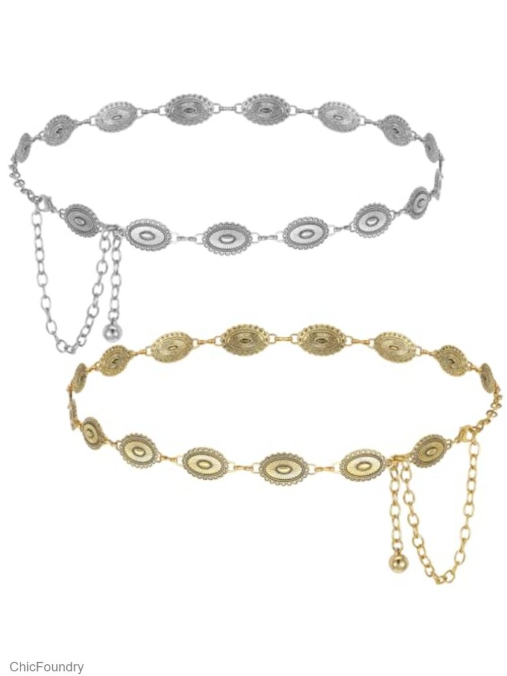 Western Concho Belt Set, Adjustable Metal Alloy Chain Belt for Women